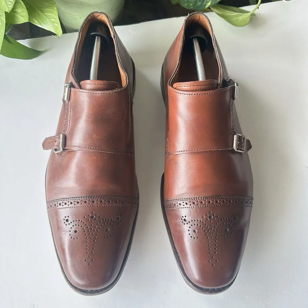 Allen Edmonds St. John's 2927 Double Monk Strap Shoes Dark Chili Leather Size 13